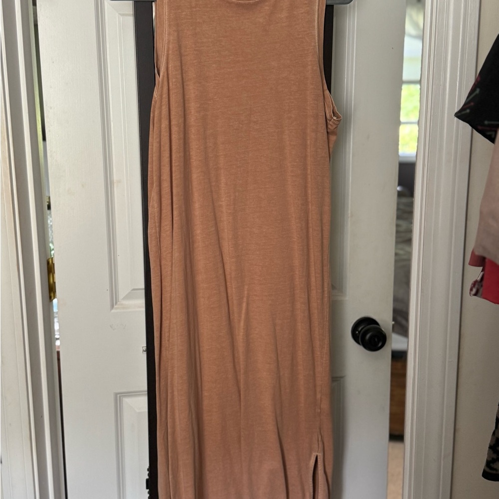 Old Navy Tan Sheath Maxi Dress Sleeveless Mock Neck